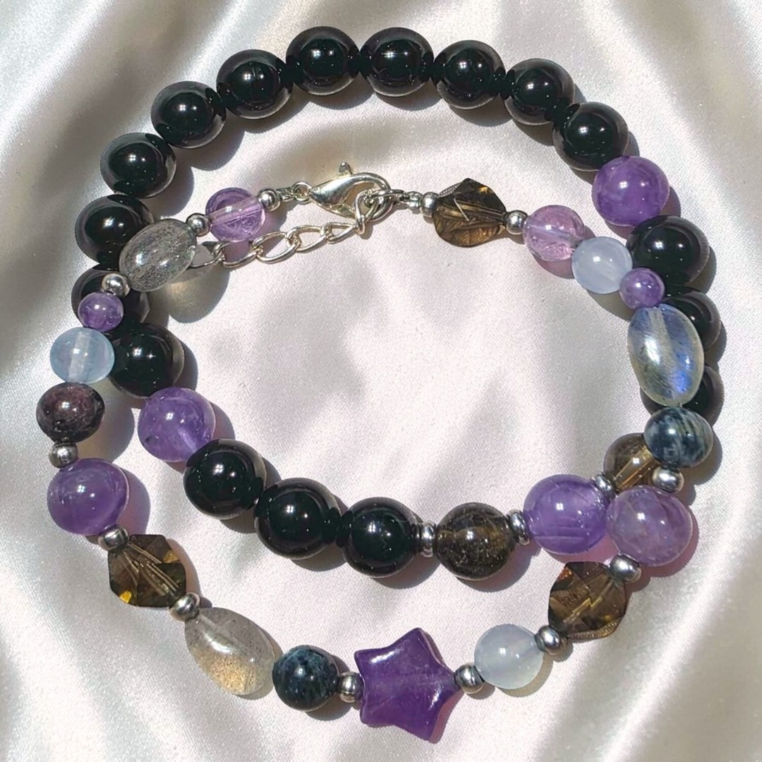 Midnight Veil Bracelet | Amethyst, Aquamarine, Labradorite & Tourmaline