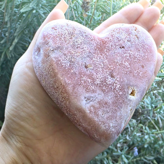 Pink Amethyst Druzy Heart with Stand - 317g - Madagascar