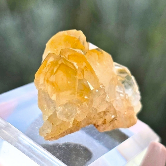 Clear Quartz with Phantom Limonite Crystal Cluster