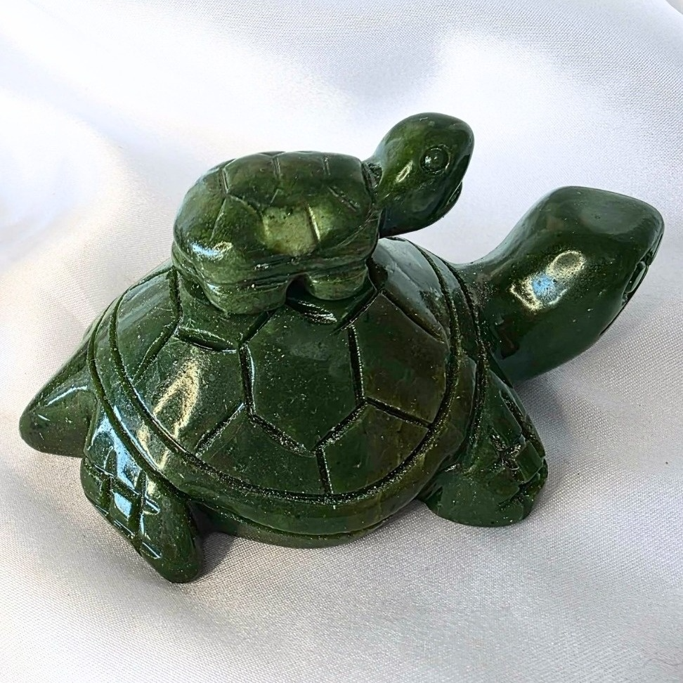 Serpentine Crystal Hand-Carved Turtles - 228g