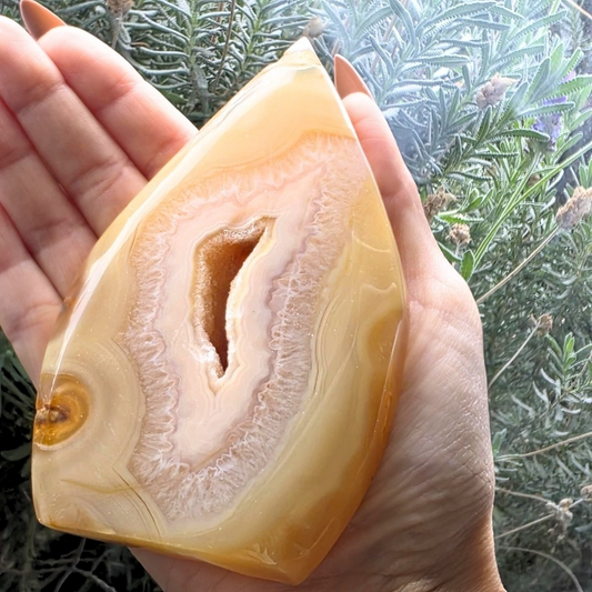 Large Druzy Pink Peach Agate Freeform - 208g