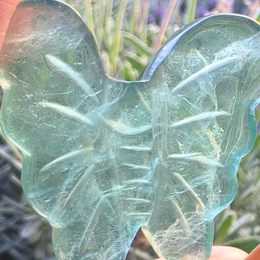 Green Fluorite Butterfly Carving