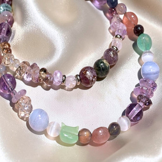 Astra Felina Bracelet | Aventurine, Blue Lace Agate, Rose Quartz & Super Seven