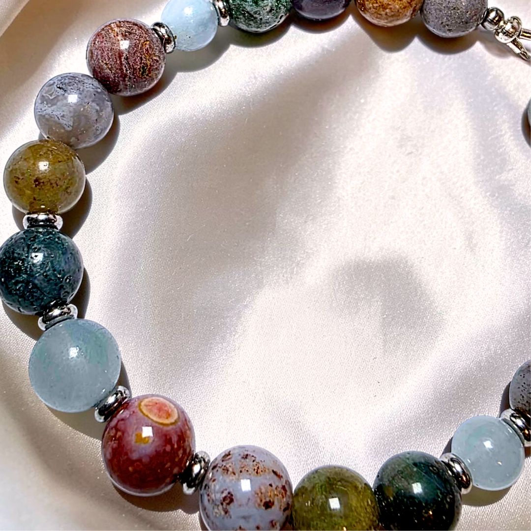 Seafoam Bay Bracelet | Ocean Jasper & Aquamarine Crystals