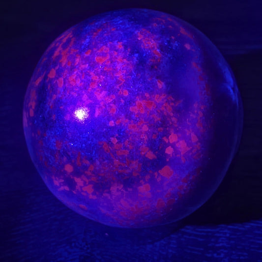 High Grade Kyanite, Mica & Ruby Fuchsite Sphere - 388g - UV reactive