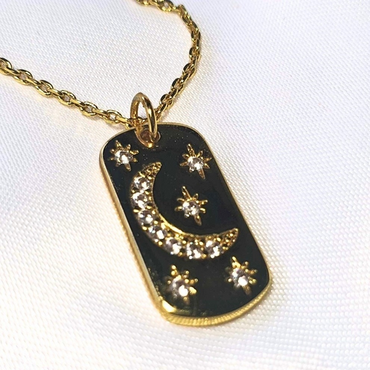 Gold Plated Sterling Silver Moon & Stars Necklace