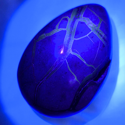 Large Septarian Dragon Crystal Egg - UV reactive - 658g
