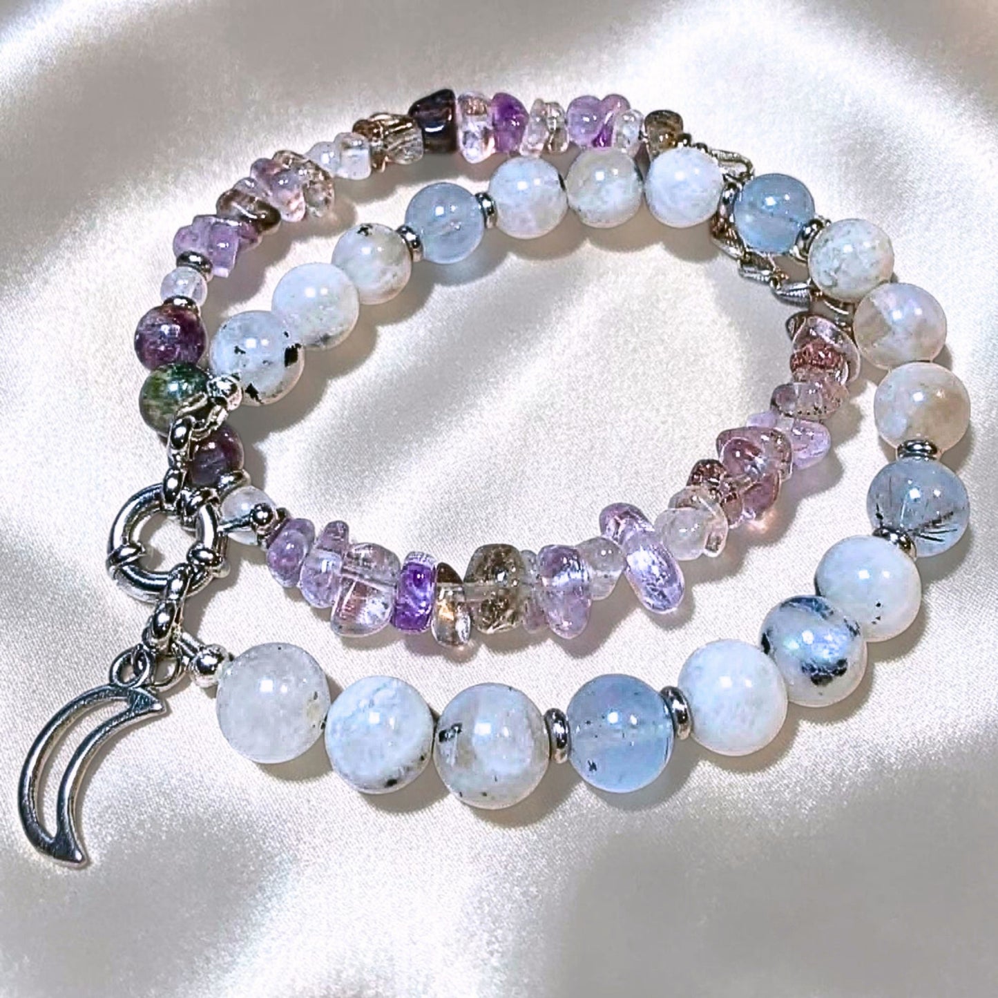 Lunar Tide Bracelet | Aquamarine & Moonstone Crystal Jewellery