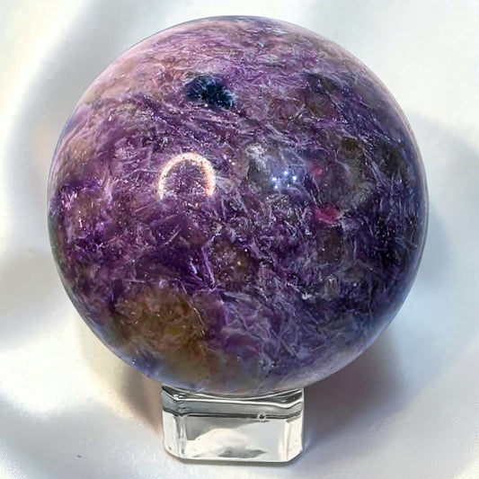 Unicorn Stone (Smoky Quartz, Pink & Blue Tourm & Lepidolite) Sphere - 377g