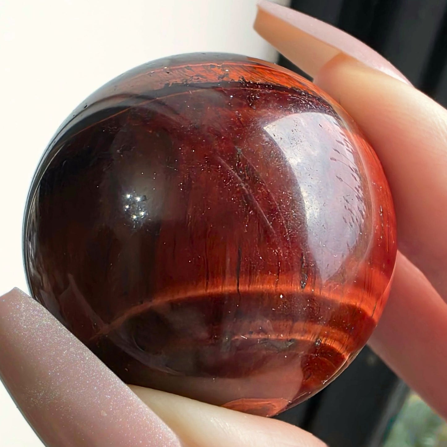 Red Tiger Eye Crystal Sphere with High Flash