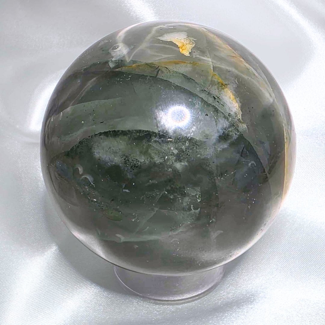 African Bloodstone Crystal Sphere - 368g, includes stand