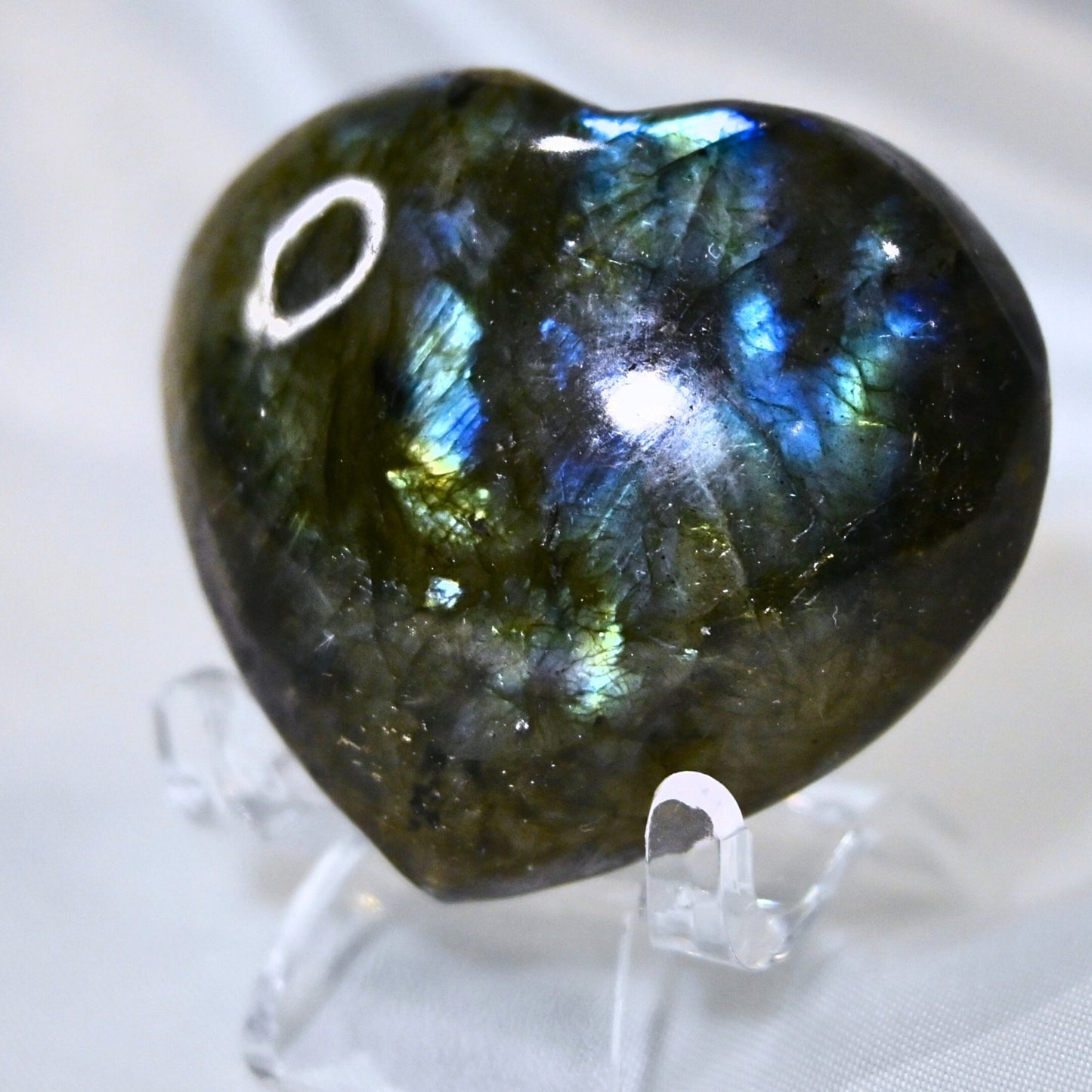 Labradorite Heart Carving - stand included