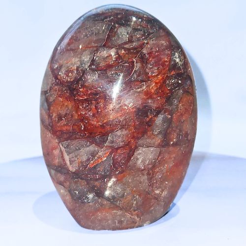 Large Fire Quartz Domed Free Form Crystal with Rainbows
