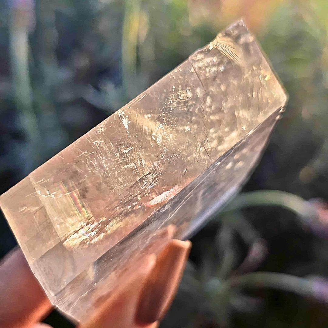 Hematite Dendritic Optical Calcite with Rainbows