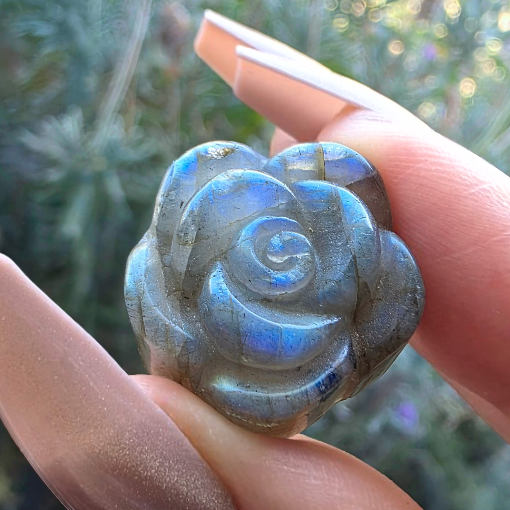 High Grade Labradorite Rose Carving