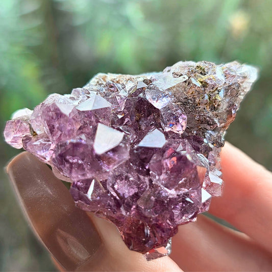 Amethyst Cacoxenite on Natural Blue Agate Small Cluster