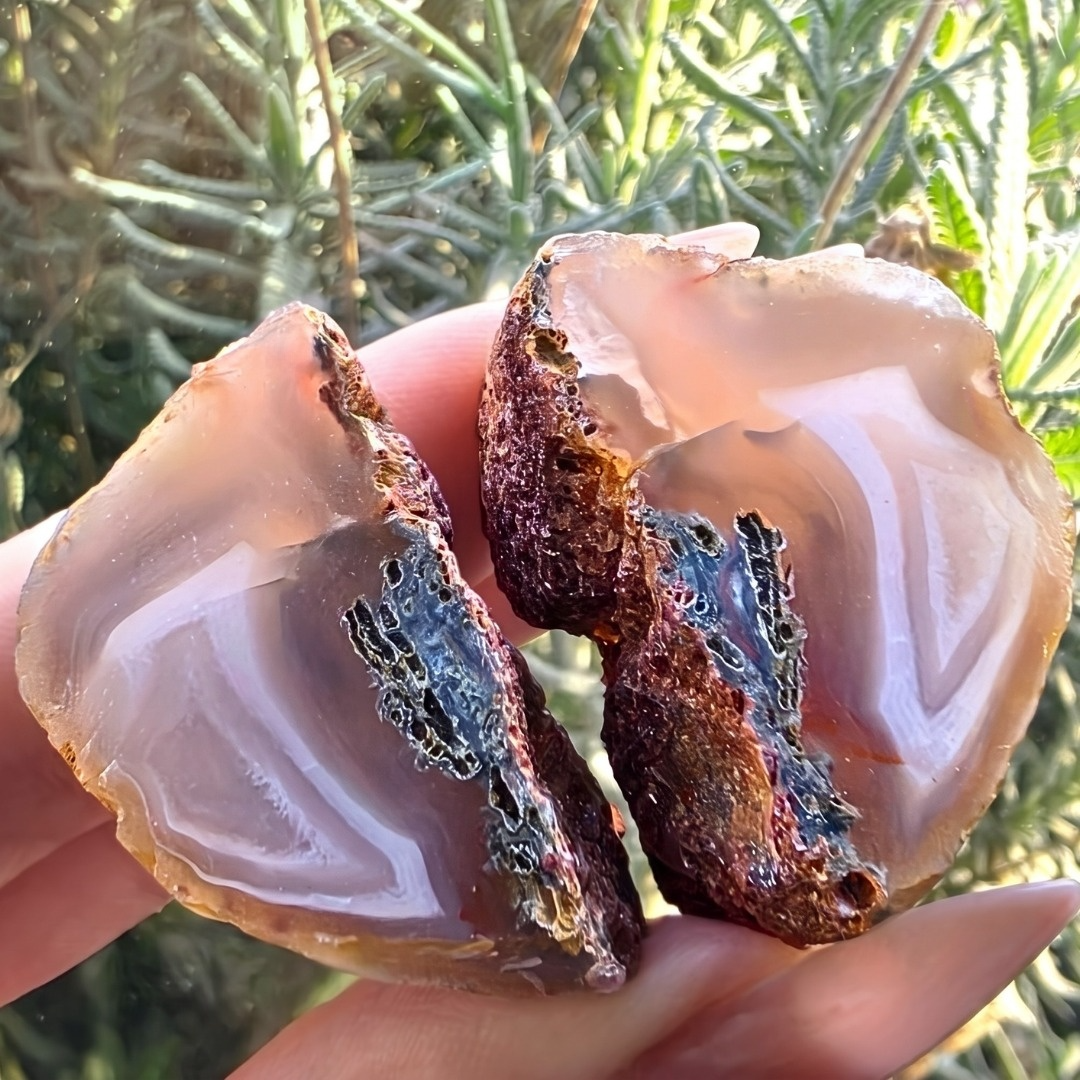 Natural Semi-Polished Agate Pair from Agate Creek, QLD