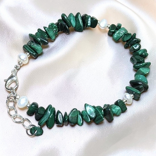 Verdant Bracelet | Malachite Crystal & Freshwater Pearl Jewellery