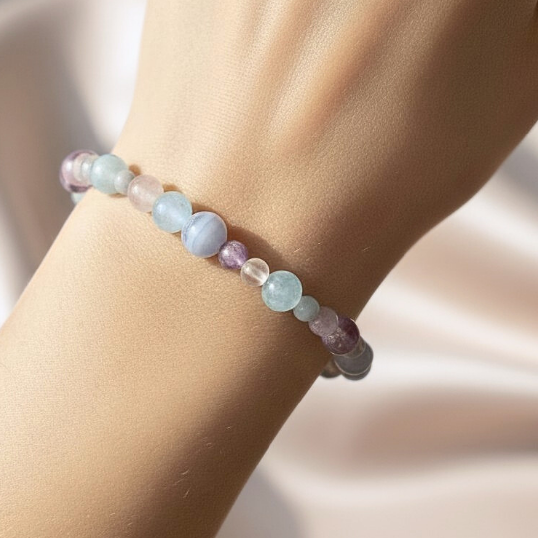 Pastel Harmony Bracelet – Lepidolite, Rose Quartz & Amethyst | Children's & Adult Sizes