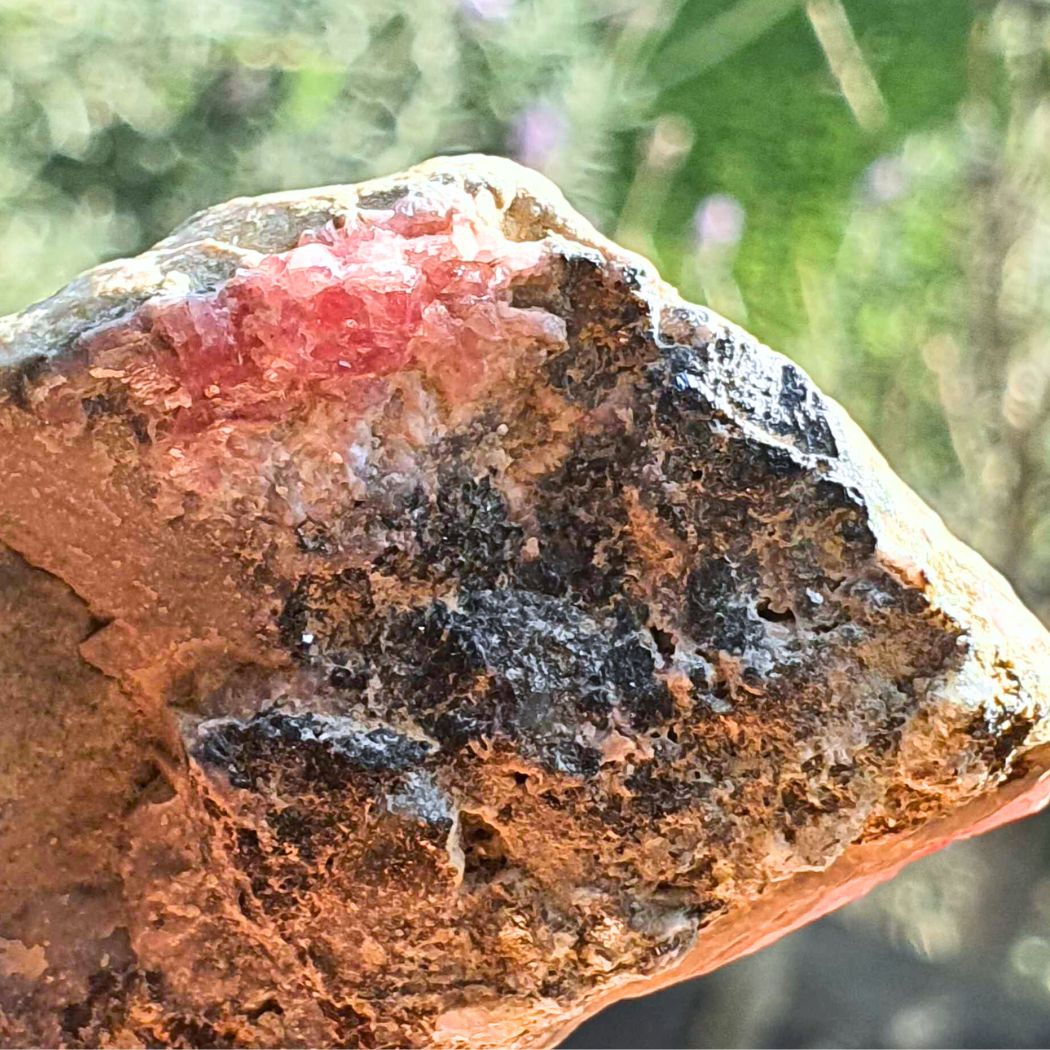 Rare Gemmy Rhodochrosite and Pyrite Semi-Polished Piece