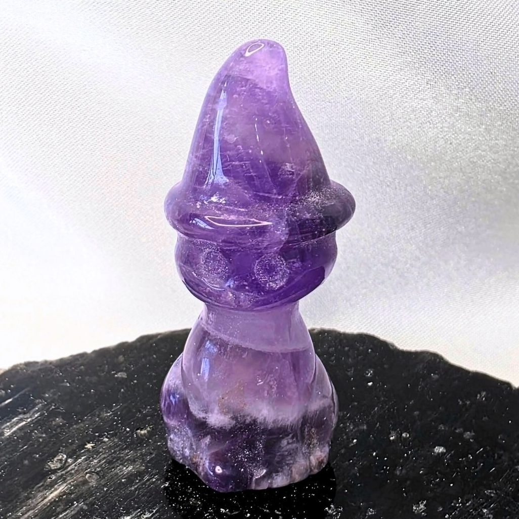 Smoky Amethyst Crystal Cat Carving