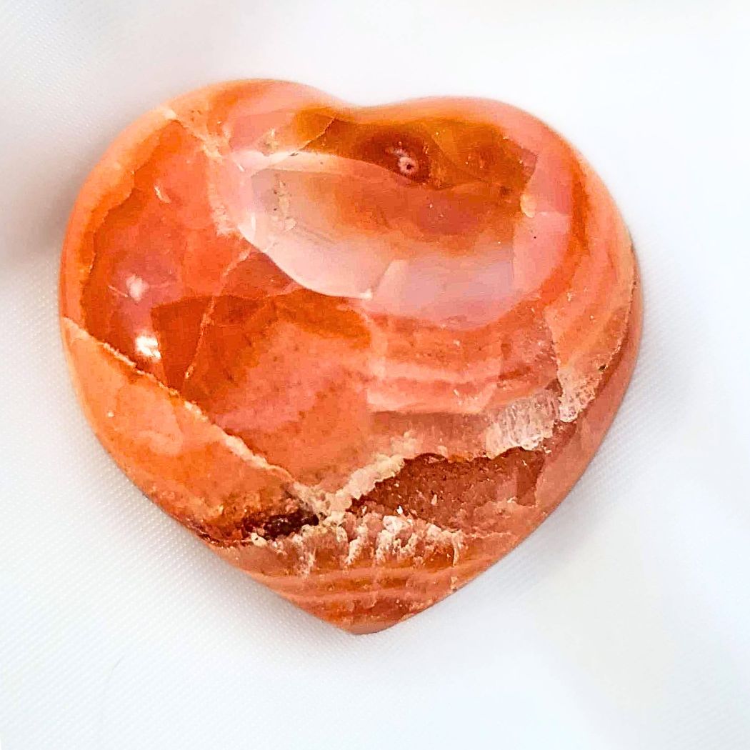 Druzy Carnelian & Quartz Heart Carving