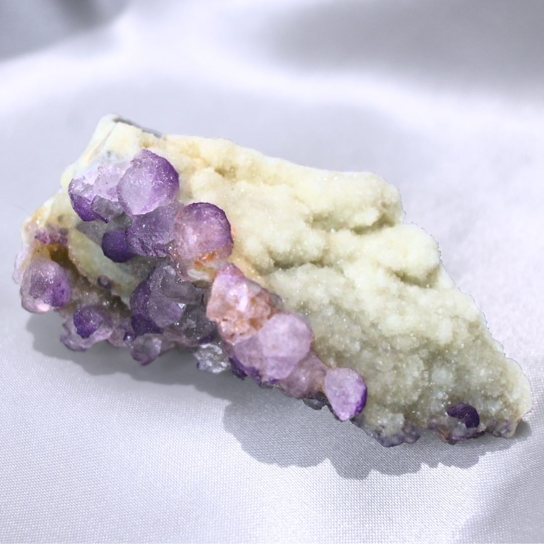 Botryoidal Purple Fluorite with Sugar Druzy Quartz Cluster