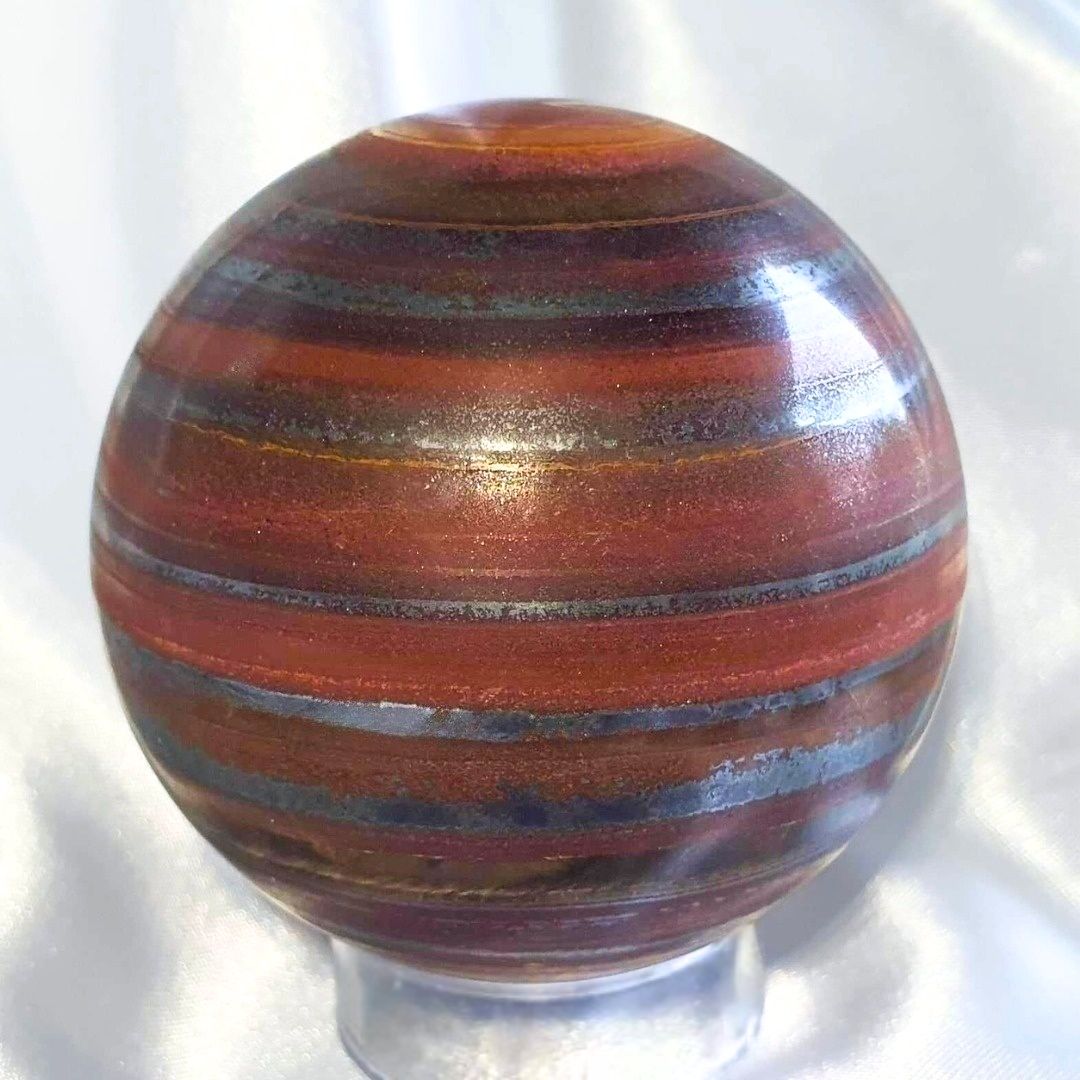 Rare Australian Tiger Iron Sphere with Metallic Sheen - 330g