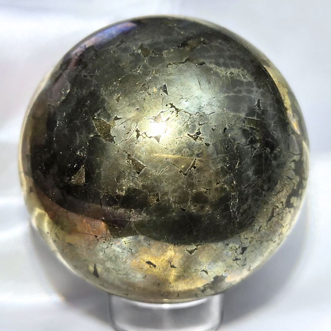 Large Chalcopyrite Sphere - 945g - includes stand