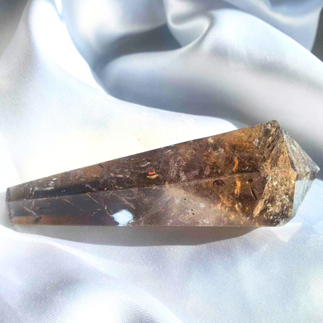 Smoky Quartz Wand with Rainbows - 10.5cm