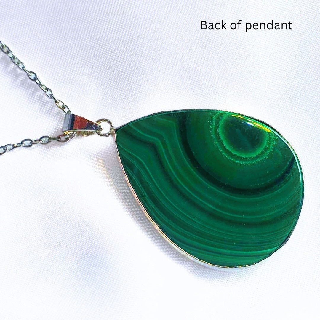 Sterling Silver 4cm Malachite Necklace