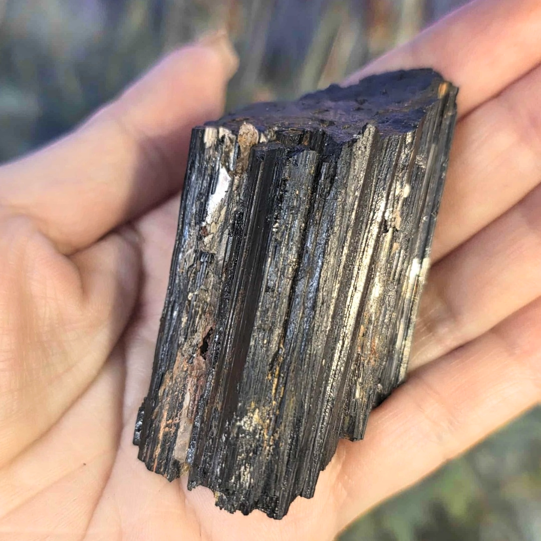 Iridescent Black Tourmaline with Quartz & Mica Cluster - 84g