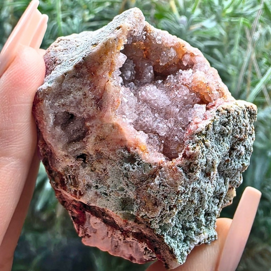 Pink Amethyst & Green Celadonite Cluster