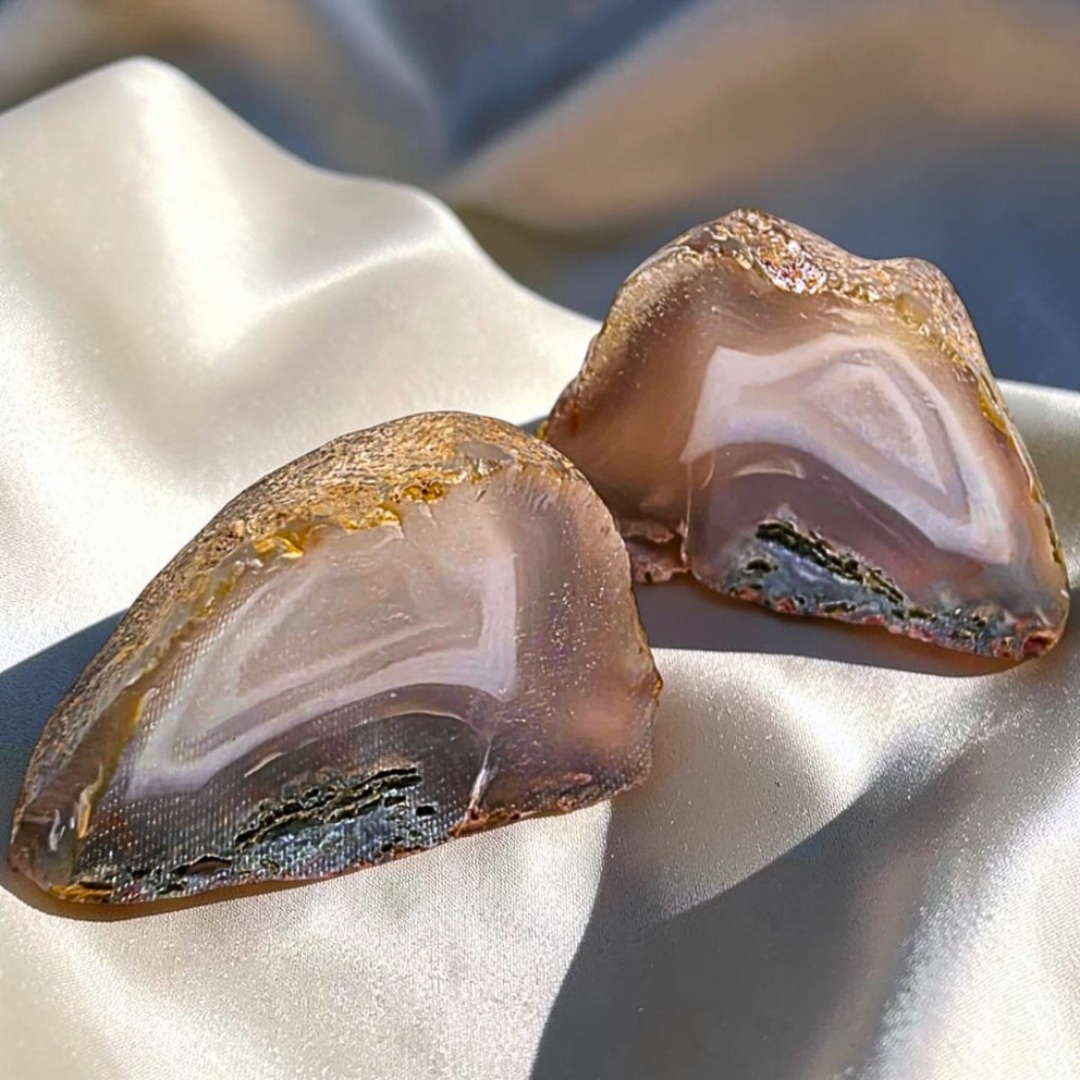 Natural Semi-Polished Agate Pair from Agate Creek, QLD
