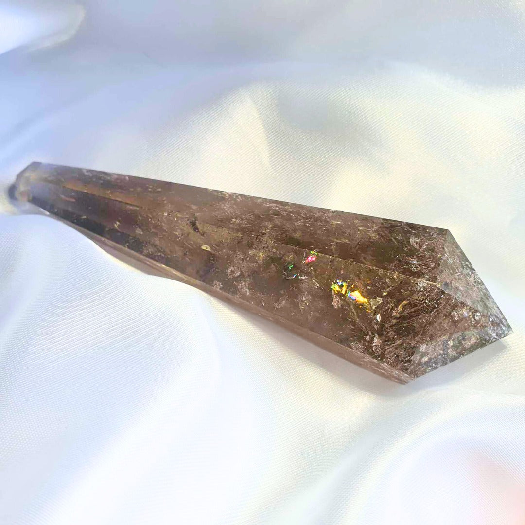 Smoky Quartz Wand with Rainbows - 10.5cm