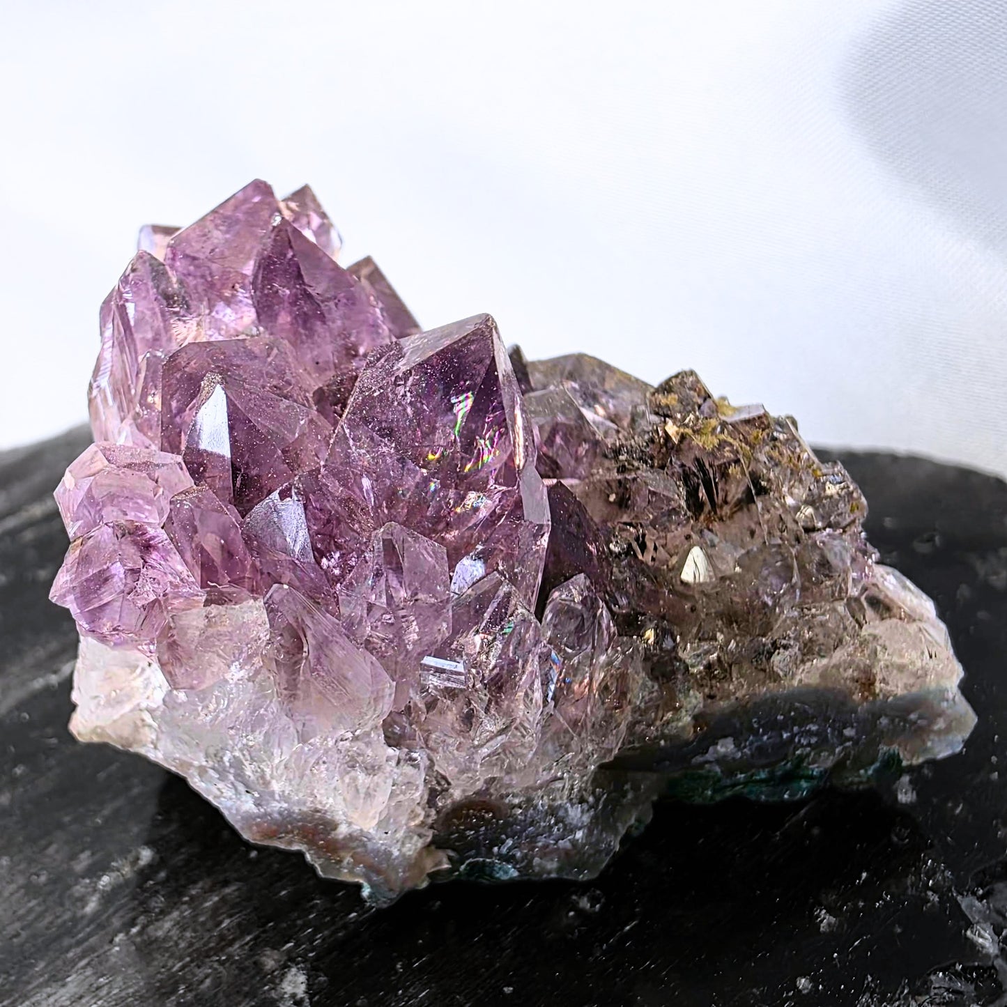 Amethyst Cacoxenite on Natural Blue Agate Small Cluster