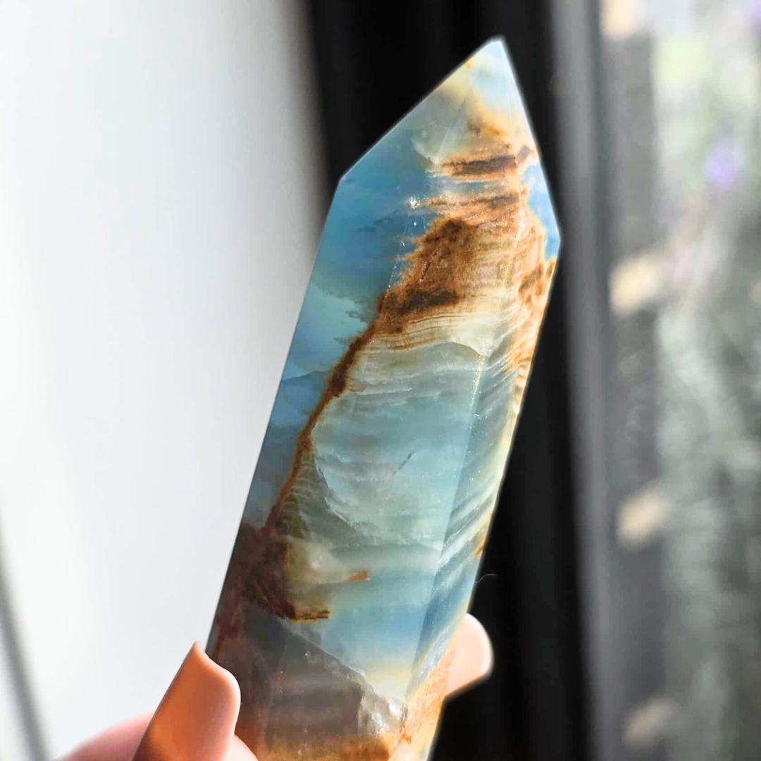 Aquatine Lemurian (Blue Onyx) Crystal Tower - Argentina