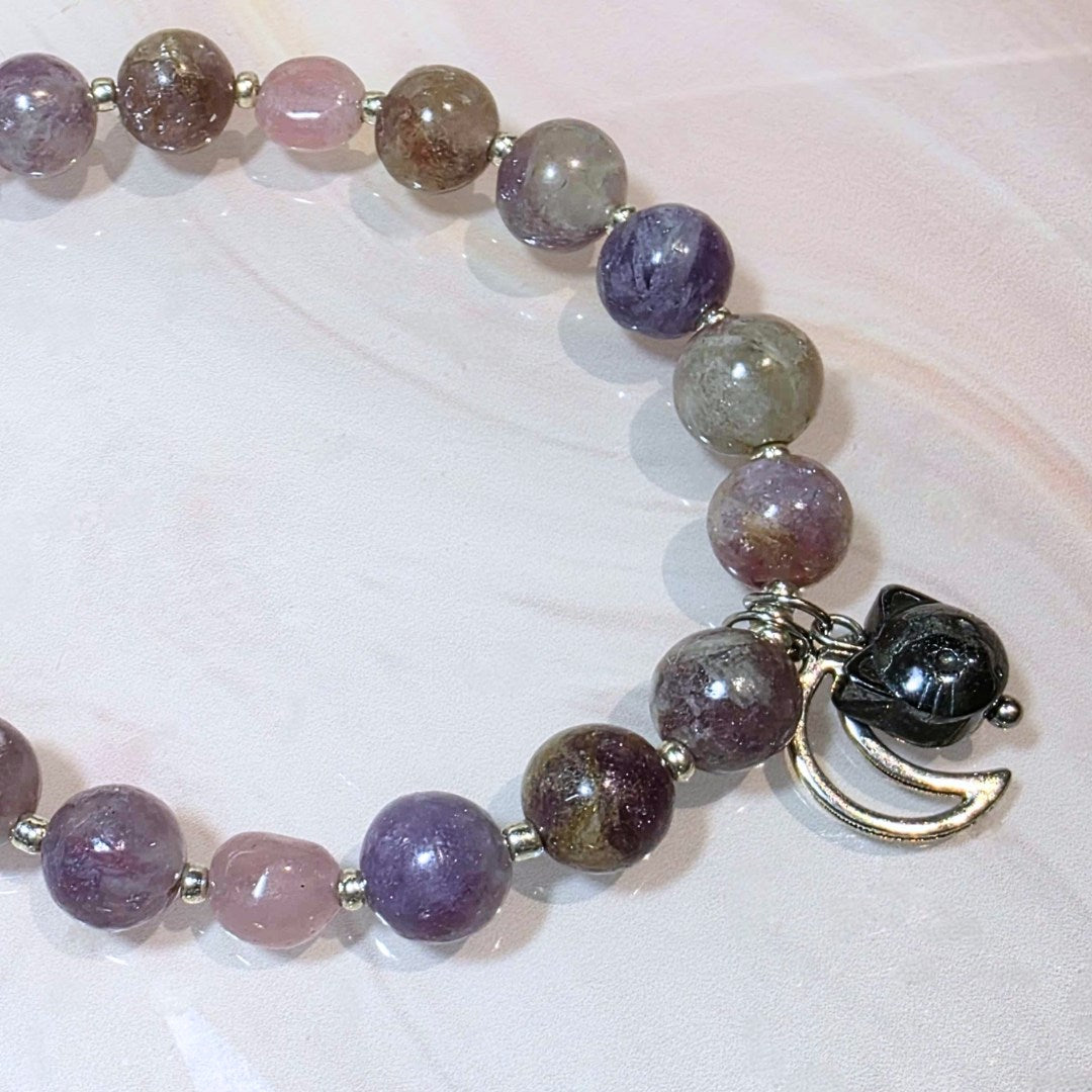 Unicorn Stone with Hematite Cat Crystal Bracelet