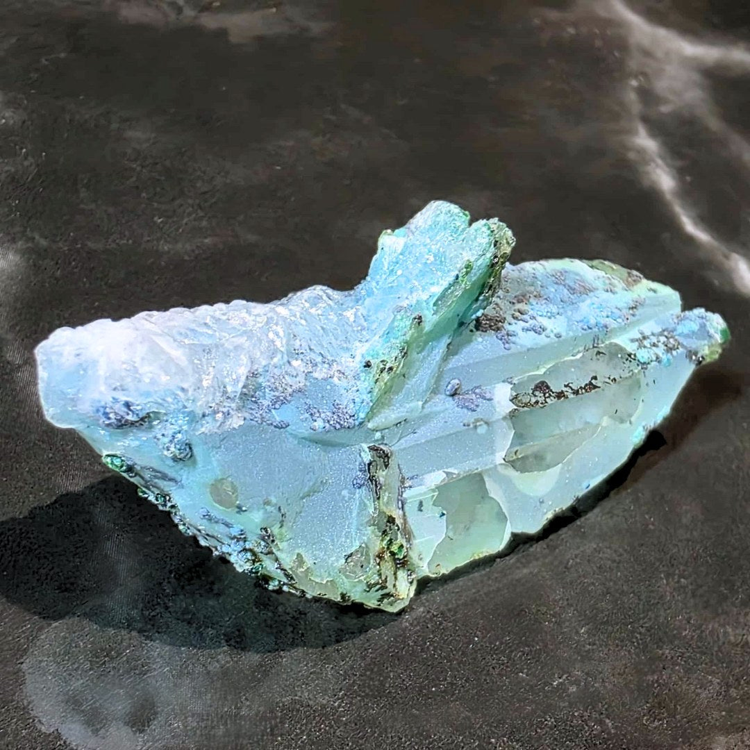 Rare Silica Chrysocolla & Malachite covered Clear Quartz - DR Congo