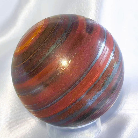 Rare Australian Tiger Iron Sphere with Metallic Sheen - 330g