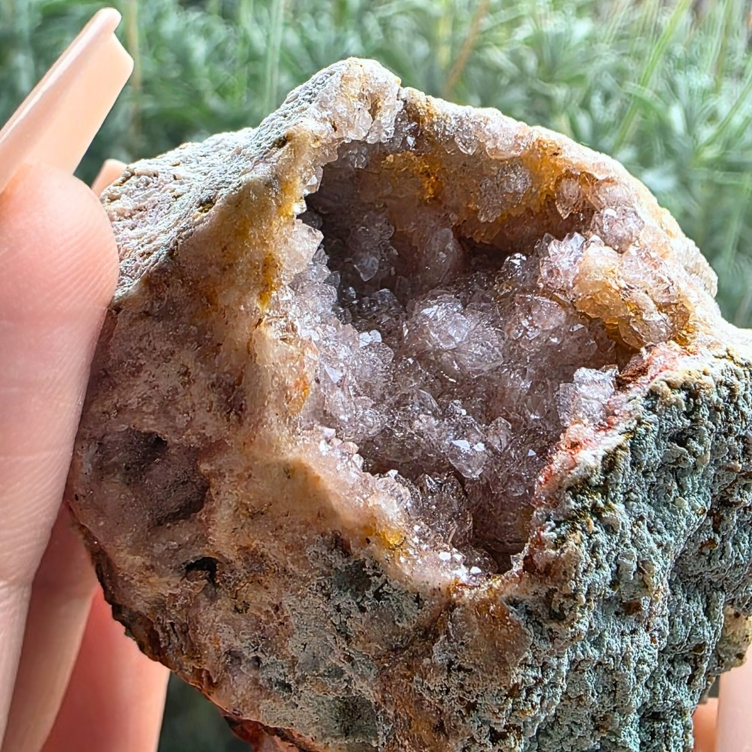 Pink Amethyst & Green Celadonite Cluster