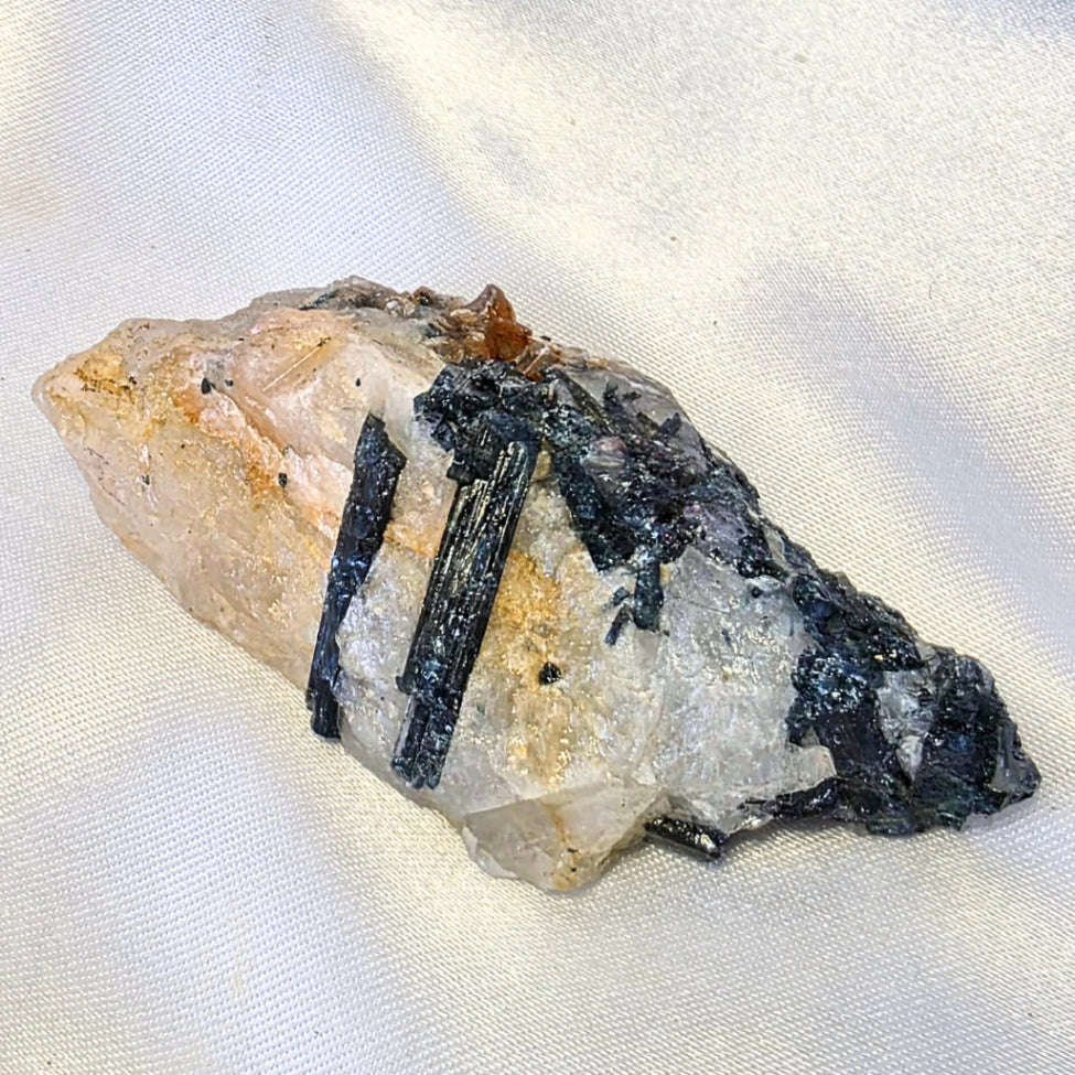 Blue Tourmaline (Indicolite) with Mica & Quartz Crystal Cluster