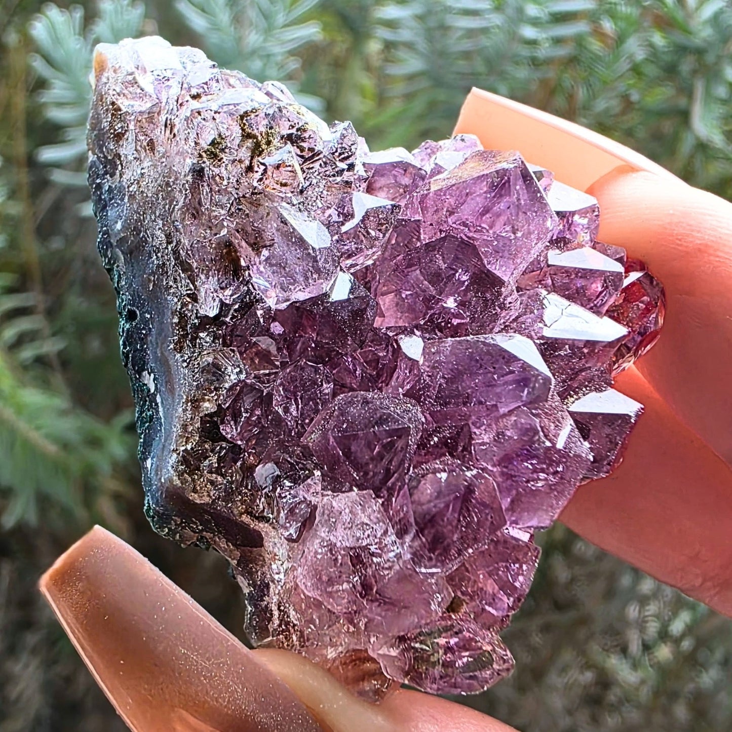 Amethyst Cacoxenite on Natural Blue Agate Small Cluster