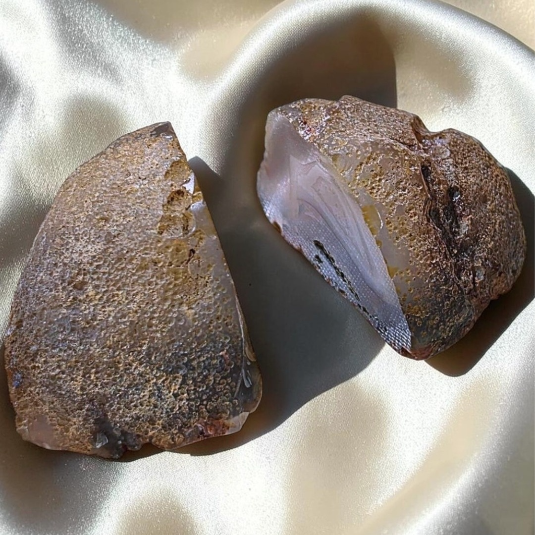 Natural Semi-Polished Agate Pair from Agate Creek, QLD