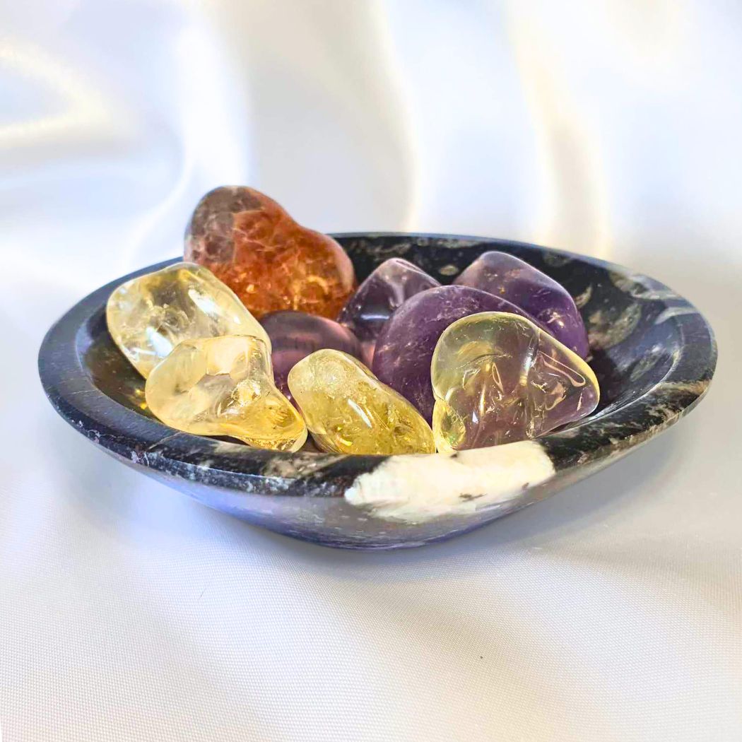 Ancient Orthoceras Fossil with Quartz Bowls - Morocco