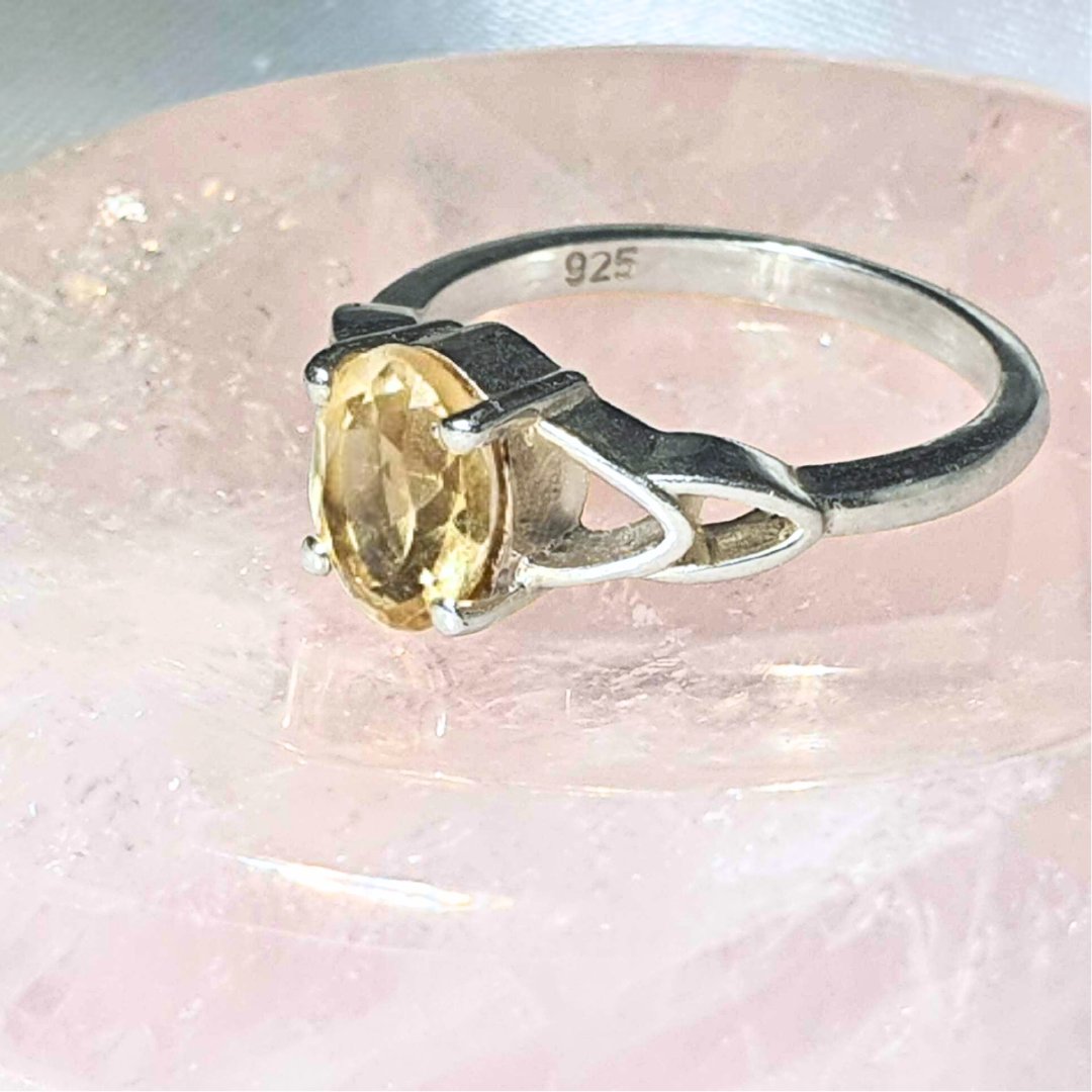 925 Sterling Silver Citrine Ring - Size 7