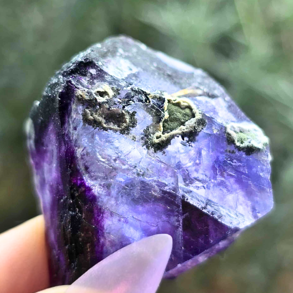Rare Yindu Etched Cubic Fluorite with Purple Zoning