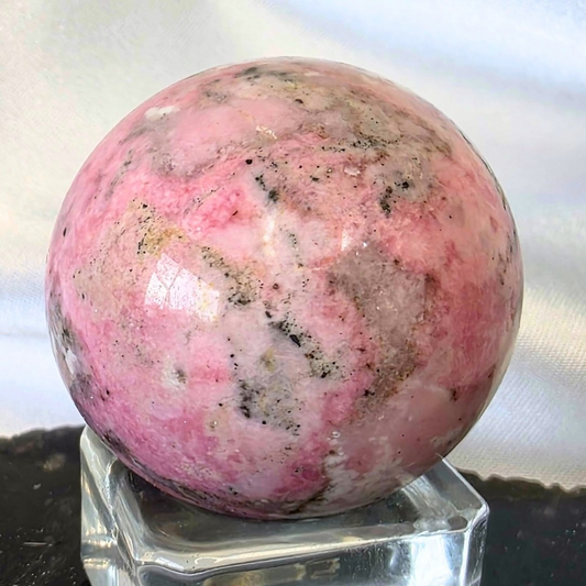Rare Peruvian Rhodonite Crystal Sphere