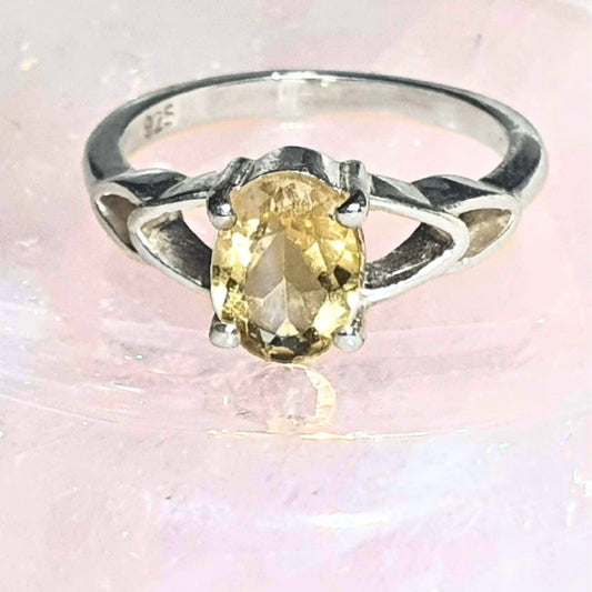 925 Sterling Silver Citrine Ring - Size 7