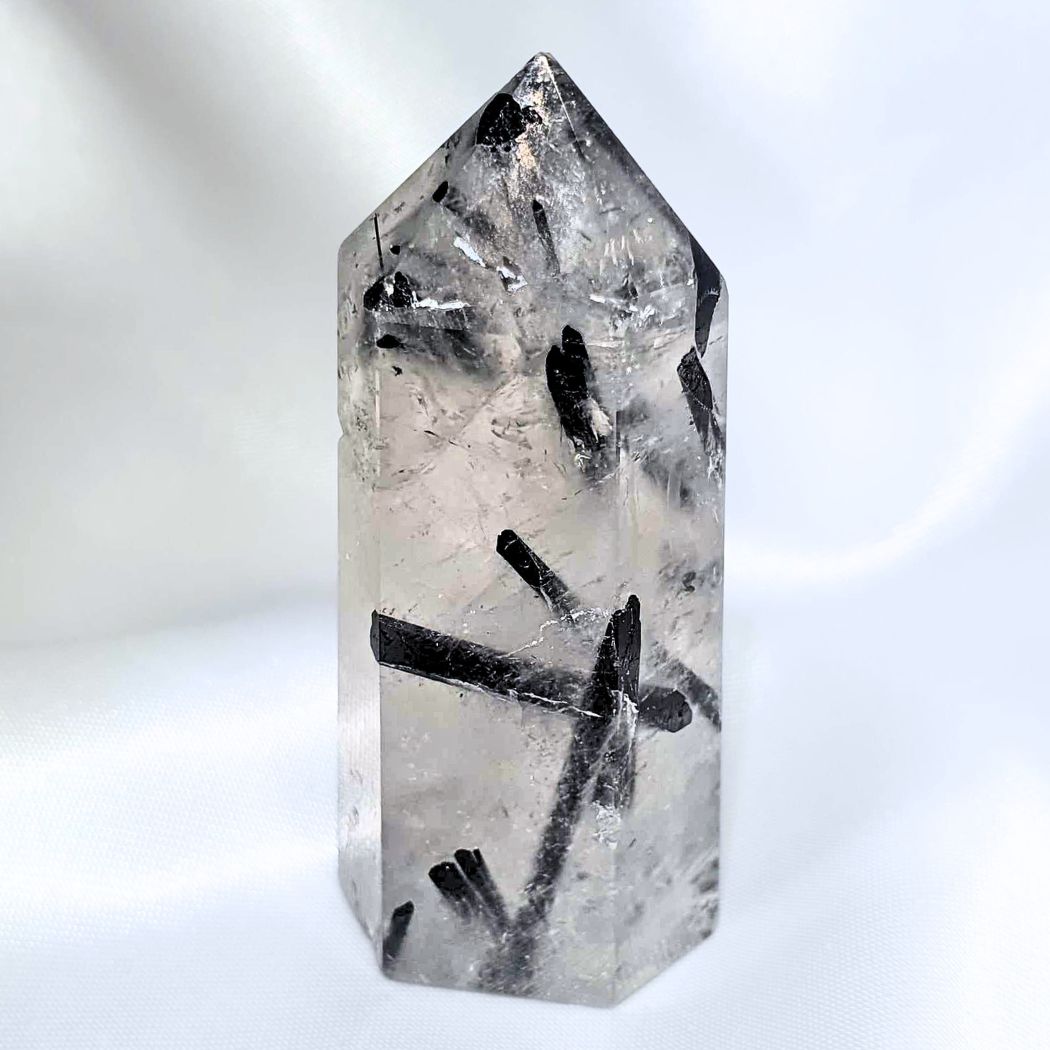 Black Tourmaline in Clear Quartz Tower